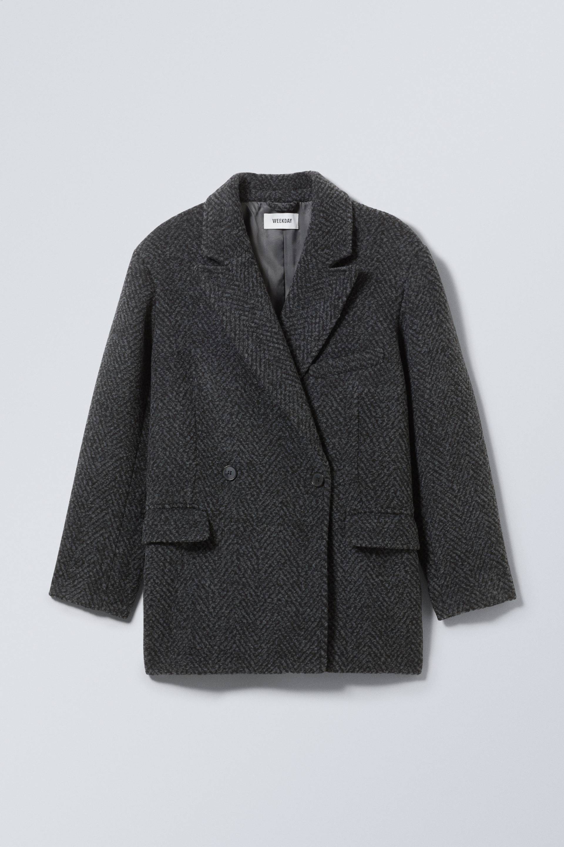 Weekday Jacke aus Wollmischung Carla Grau/Fischgrätmuster, Jacken in Größe 36. Farbe: Grey herringbone von Weekday