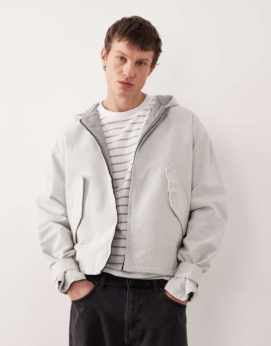 Weekday - Jacke in Hellgrau mit Kapuze von Weekday