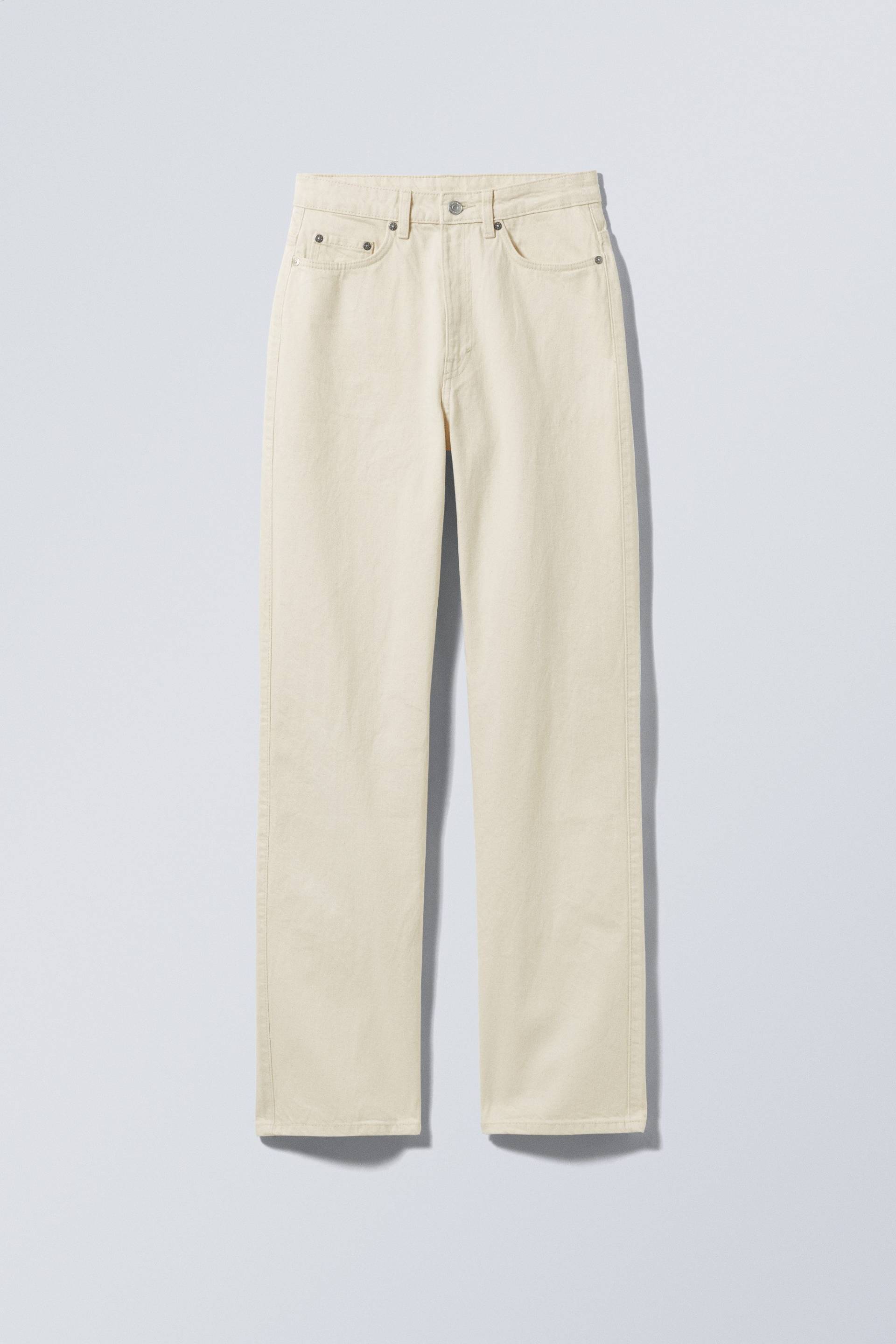 Weekday Jeans Rowe mit extrahohem Bund Helles, gedecktes Beige, Straight in Größe 24/32. Farbe: Beige dusty light von Weekday