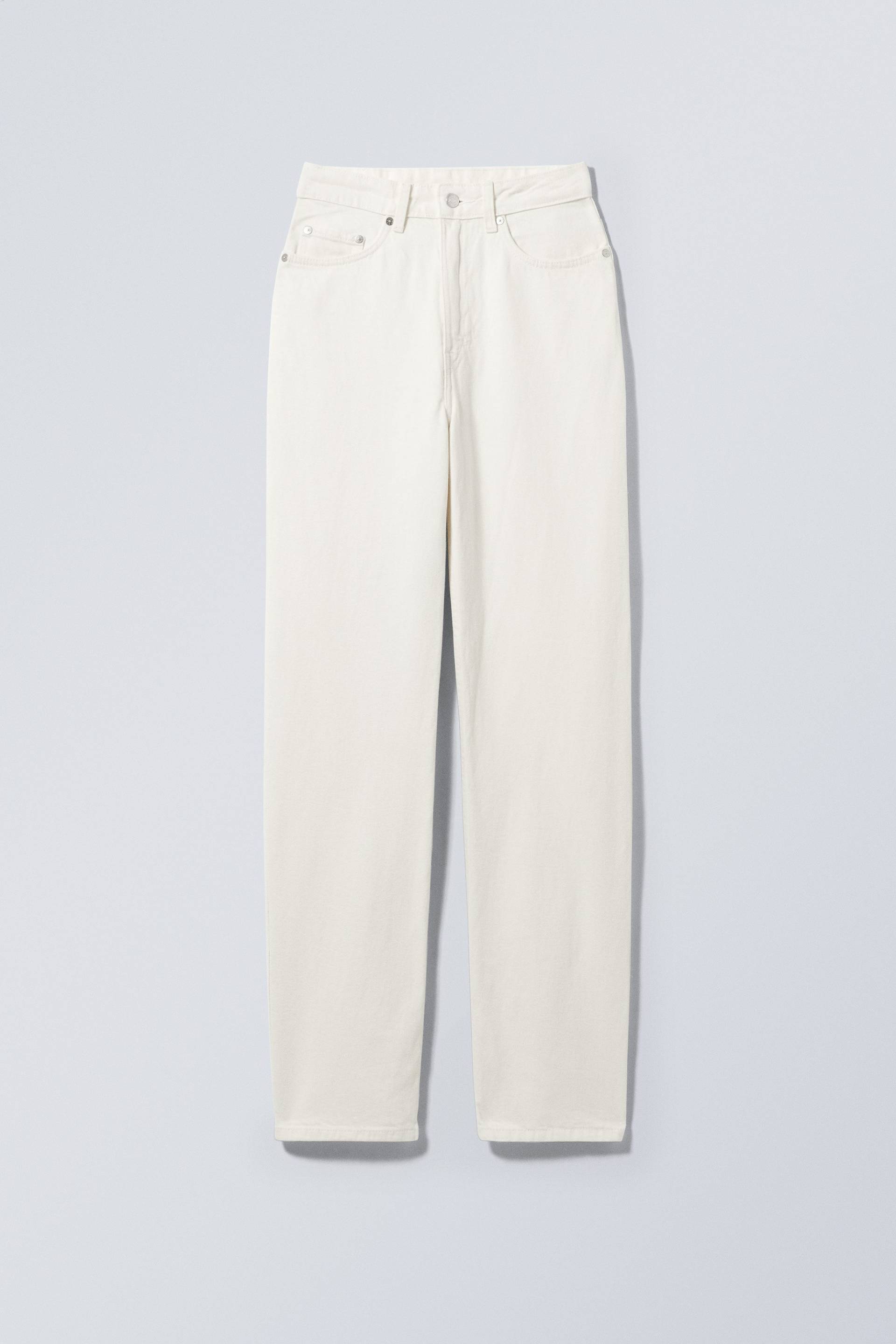 Weekday Jeans Rowe mit extrahohem Bund Weißer Hanf, Straight in Größe 23/32. Farbe: White hemp von Weekday
