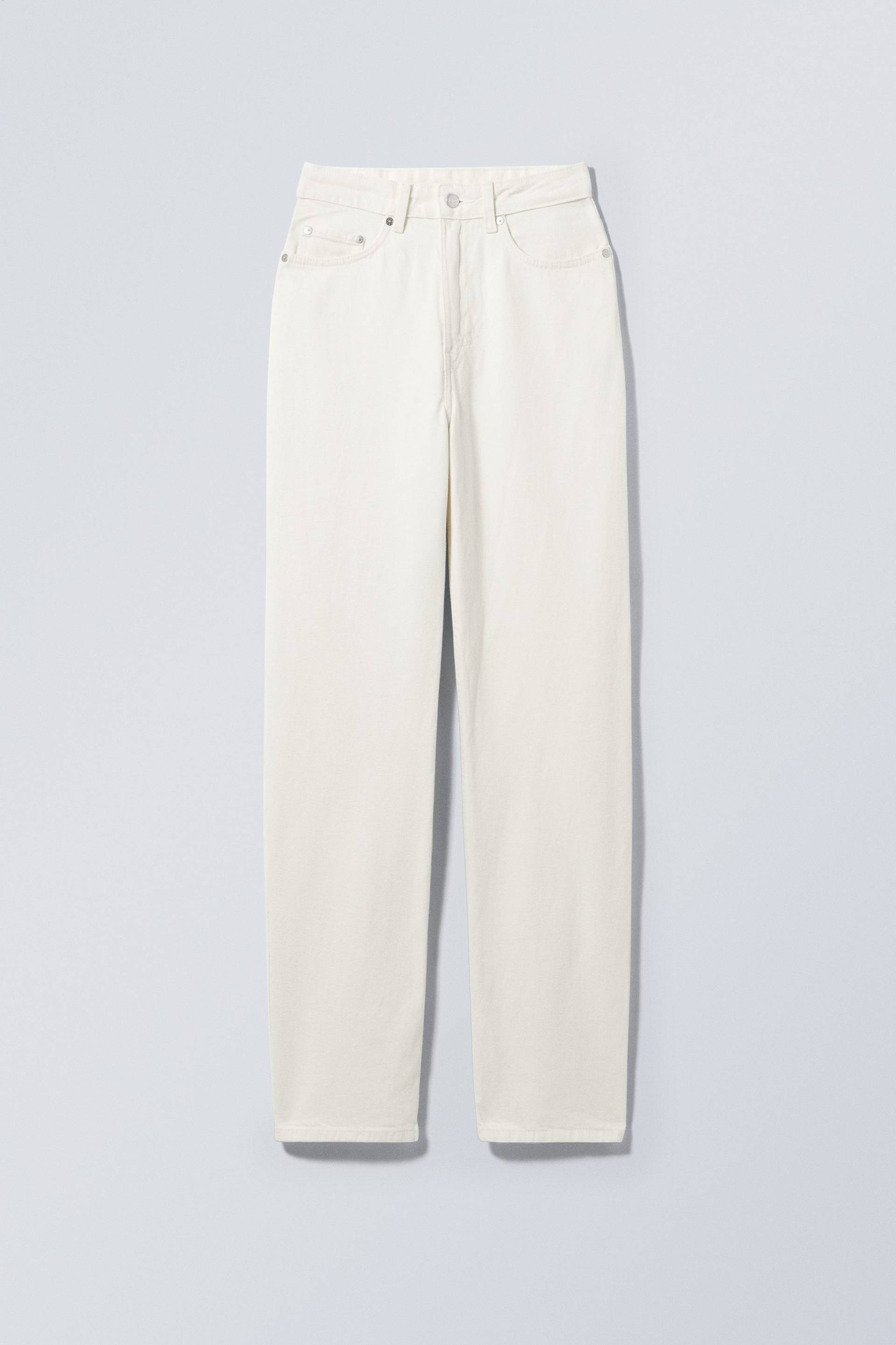 Weekday Jeans Rowe mit extrahohem Bund Weißer Hanf, Straight in Größe 24/32. Farbe: White hemp von Weekday