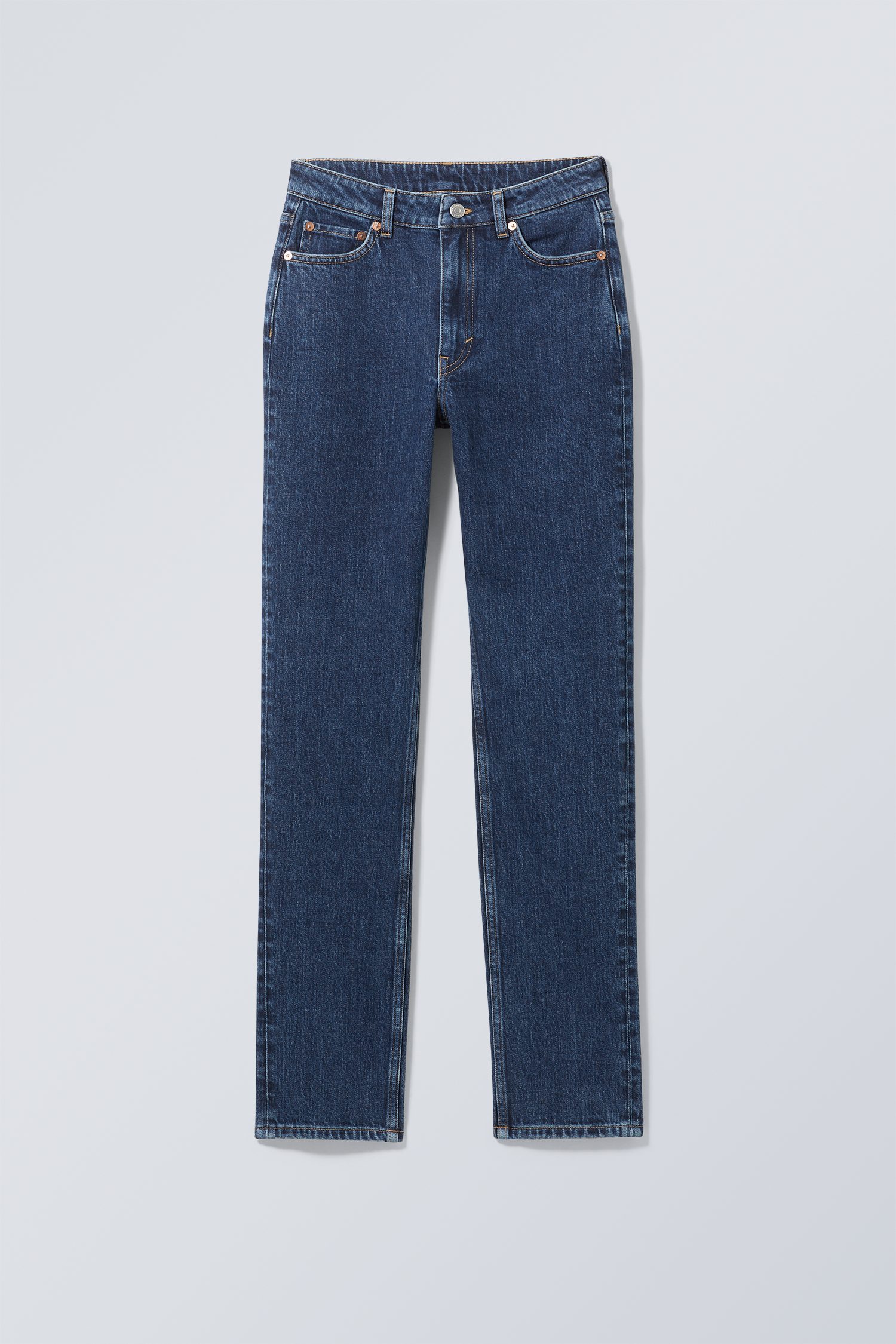 Weekday Jeans Smooth mit schmaler Passform und hohem Bund Edles Blau, Skinny in Größe 25/30. Farbe: Nobel blue von Weekday