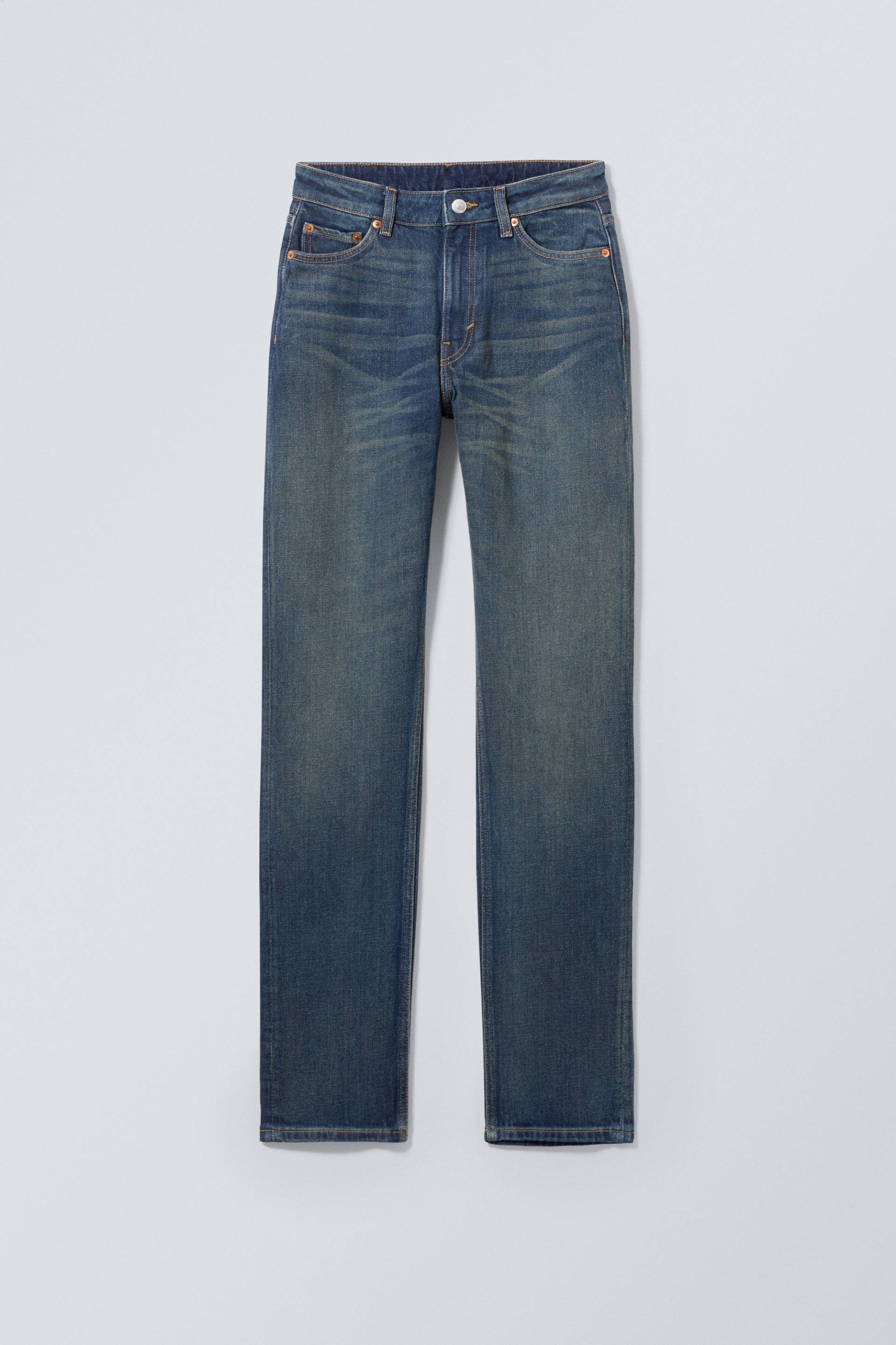 Weekday Jeans Smooth mit schmaler Passform und hohem Bund Swamp Blue, Skinny in Größe 27/30 von Weekday