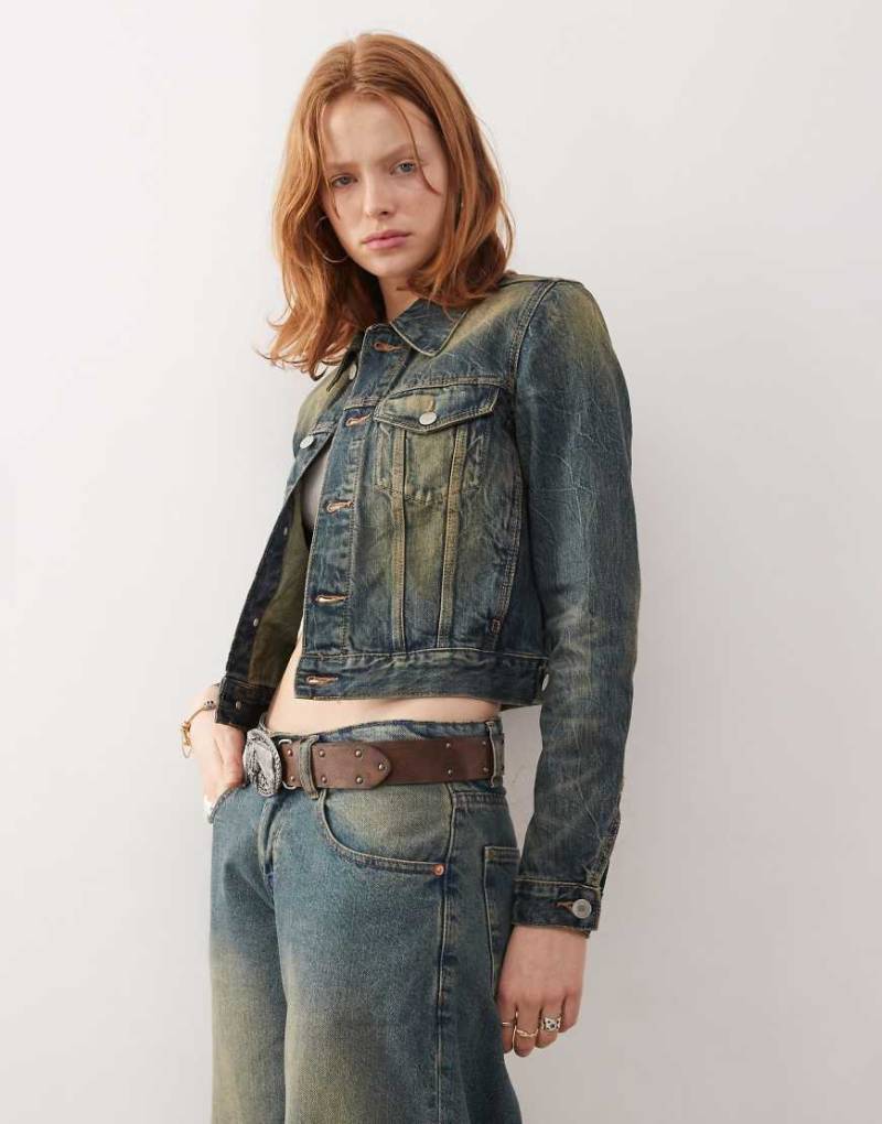 Weekday - Jeansjacke in Vintage-blauer Waschung von Weekday