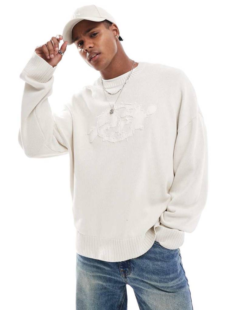 Weekday - Jose - Grafik-Sweatshirt in verwaschenem Grau von Weekday