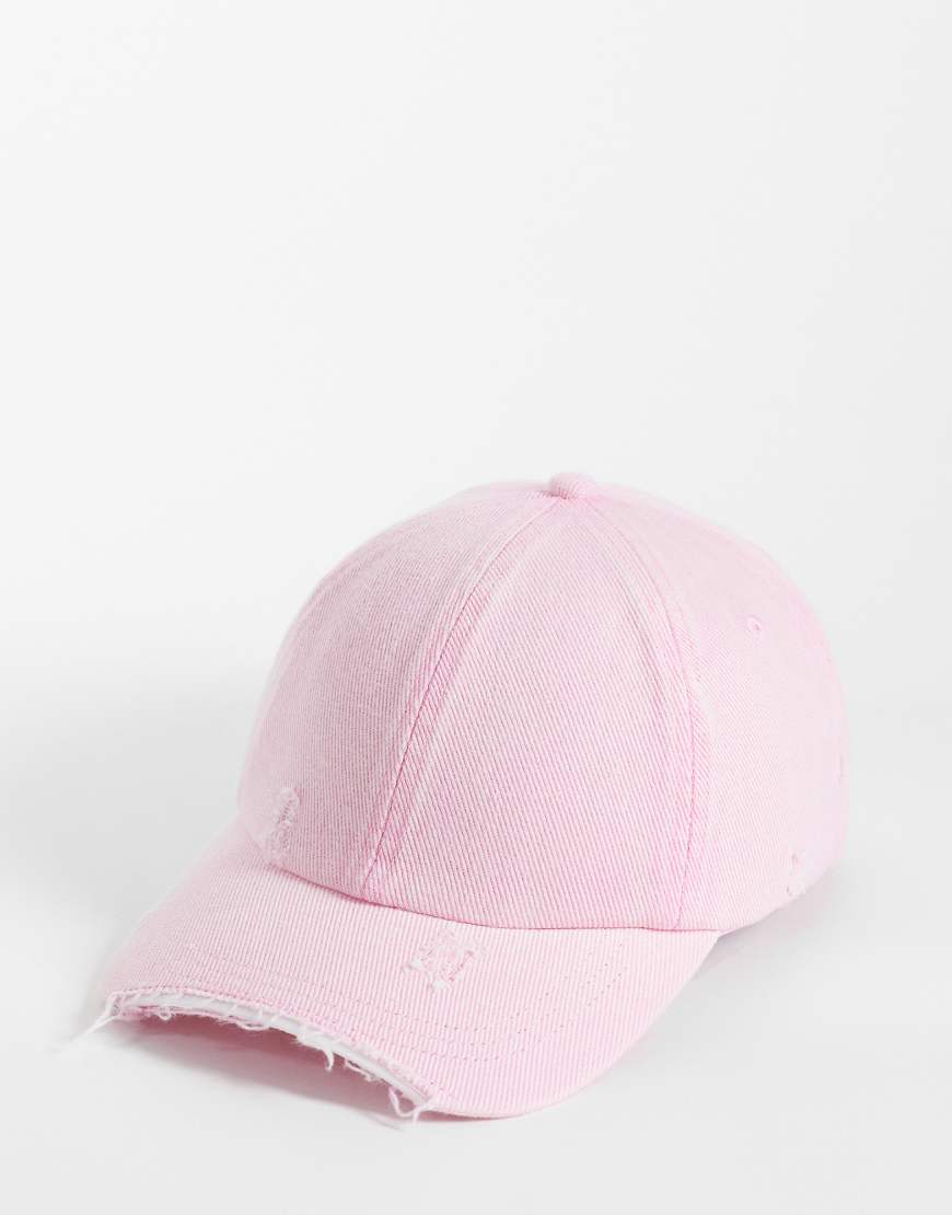 Weekday - Kappe in verwaschenem Rosa mit Used-Details von Weekday