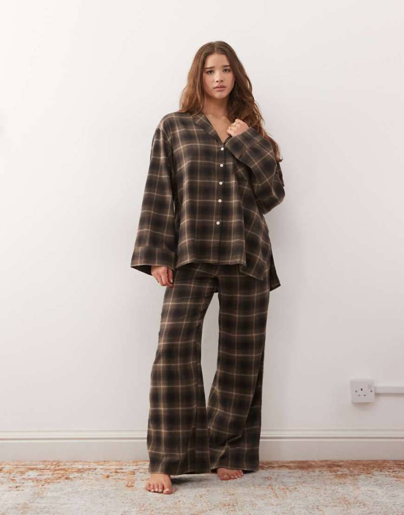 Weekday - Karierte Lounge-Hose aus Flanell in Braun, Kombiteil-Brown von Weekday