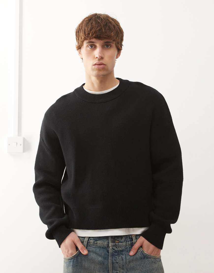 Weekday - Kastiger Strickpullover in Schwarz von Weekday