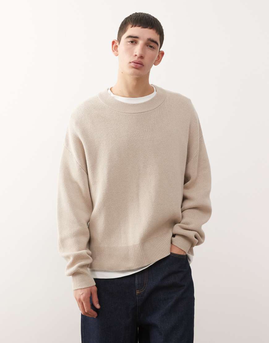 Weekday - Kastiger Strickpullover in hellem Maulwurfbraun-Brown von Weekday