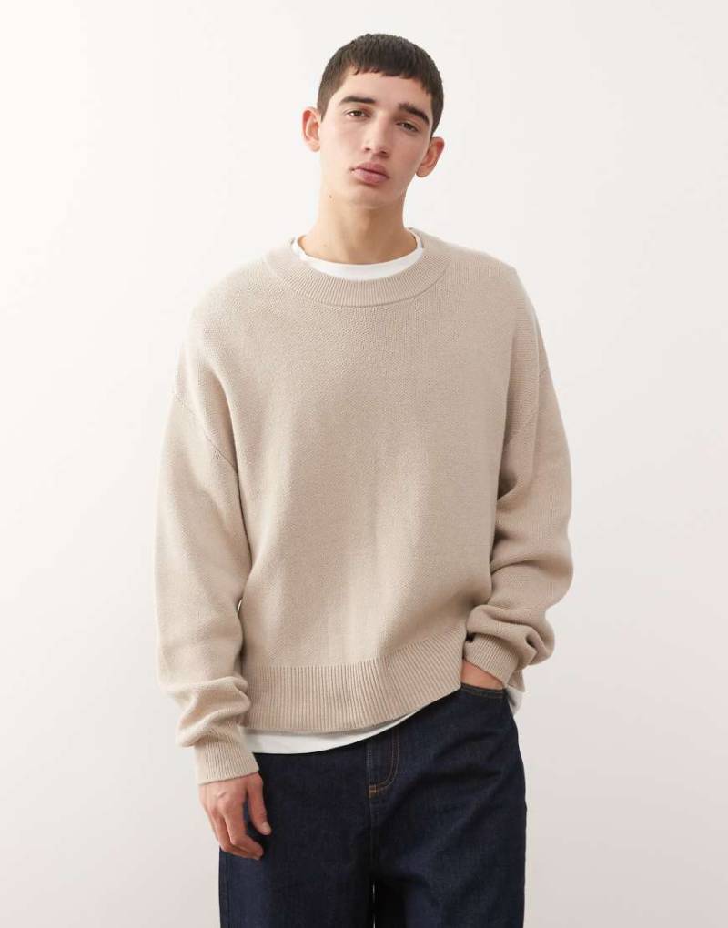 Weekday - Kastiger Strickpullover in hellem Maulwurfbraun-Brown von Weekday