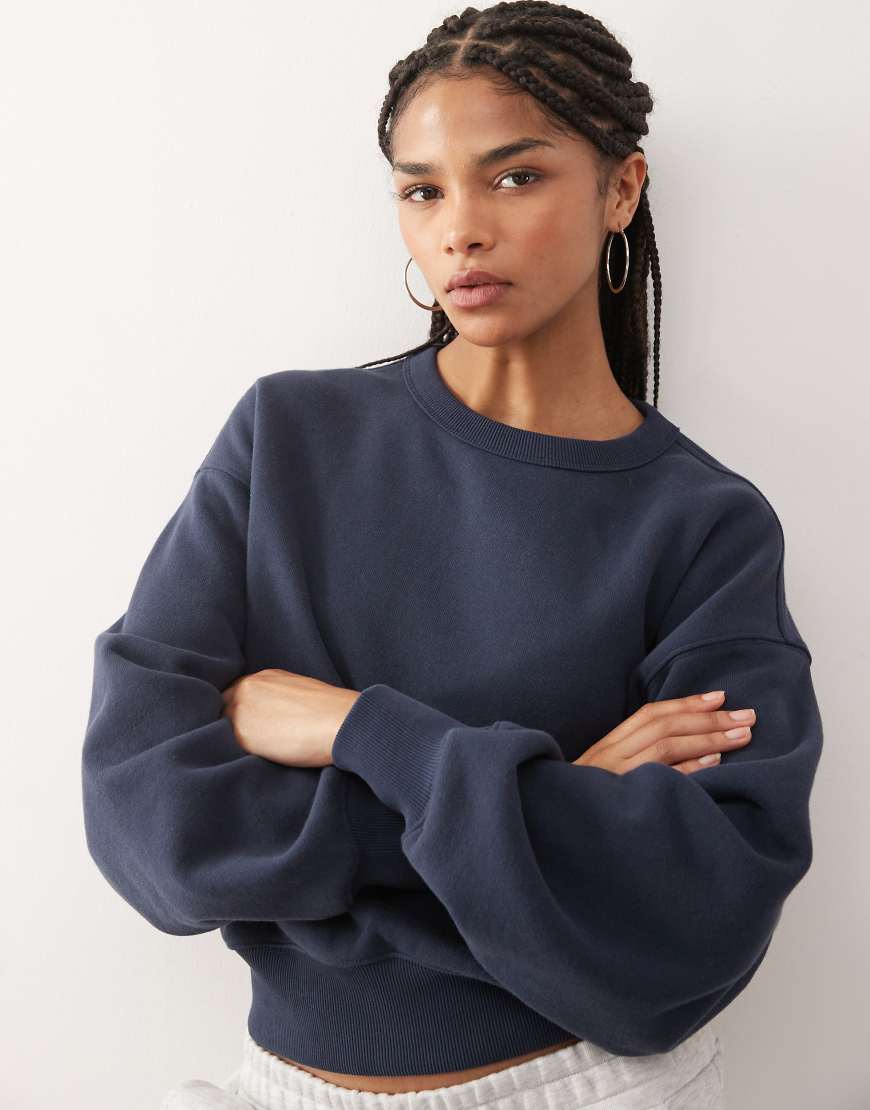 Weekday - Kastiges Oversize-Sweatshirt in Marineblau von Weekday
