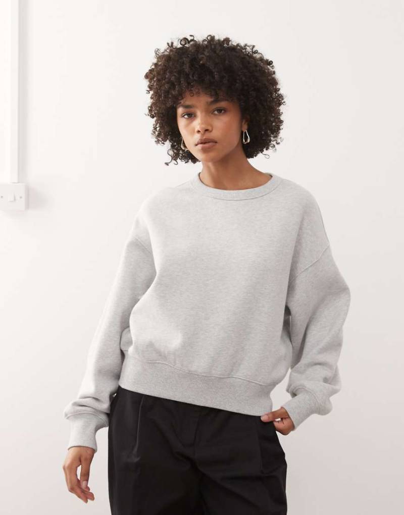 Weekday - Kastiges Oversize-Sweatshirt in meliertem Grau von Weekday