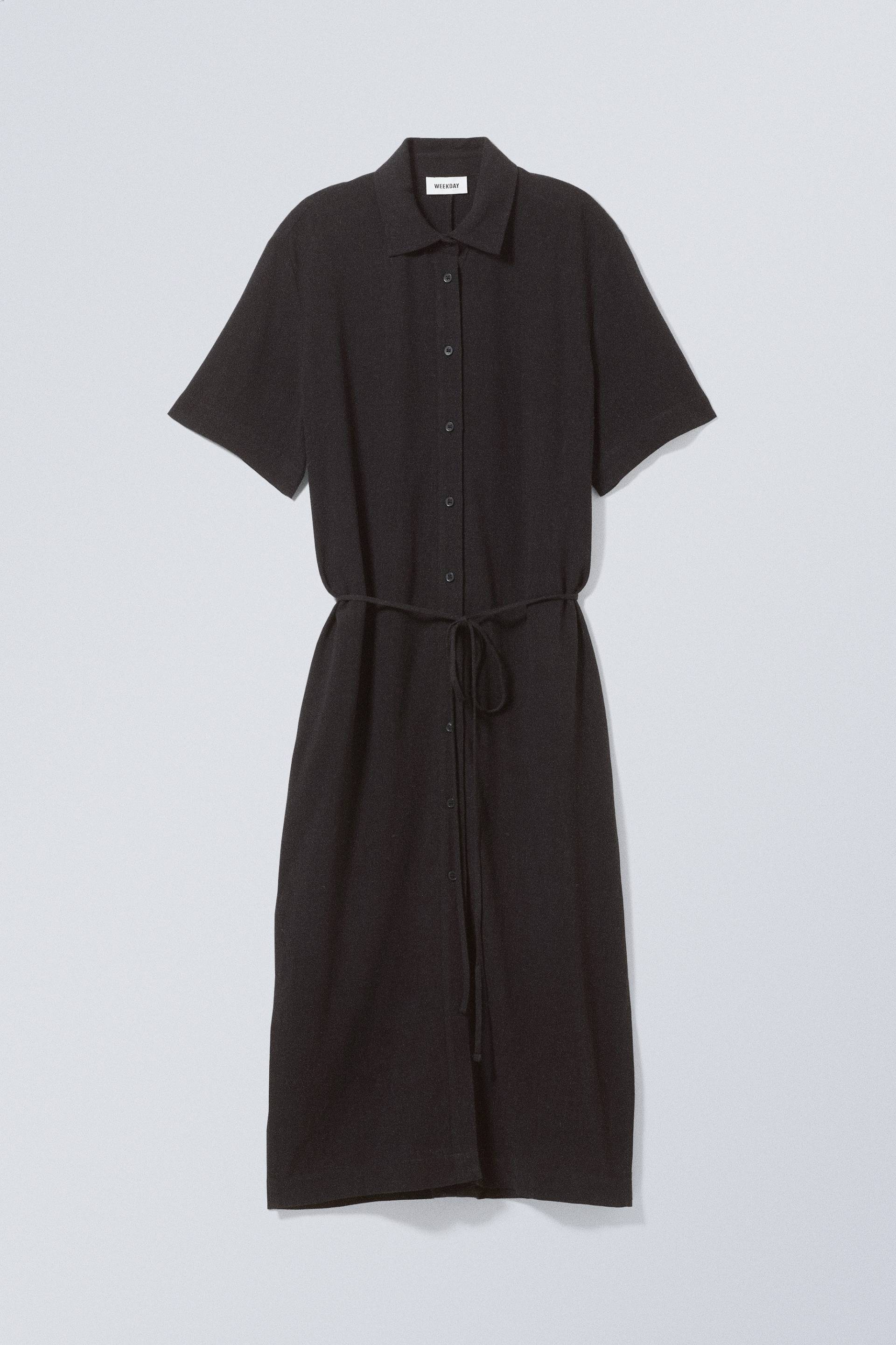 Weekday Kleid aus Leinenmischung Carla Schwarz, Alltagskleider in Größe XS. Farbe: Black von Weekday