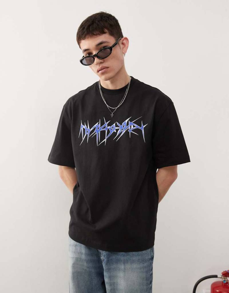 Weekday - Lässig geschnittenes T-Shirt in Schwarz mit Grafikprint von Weekday