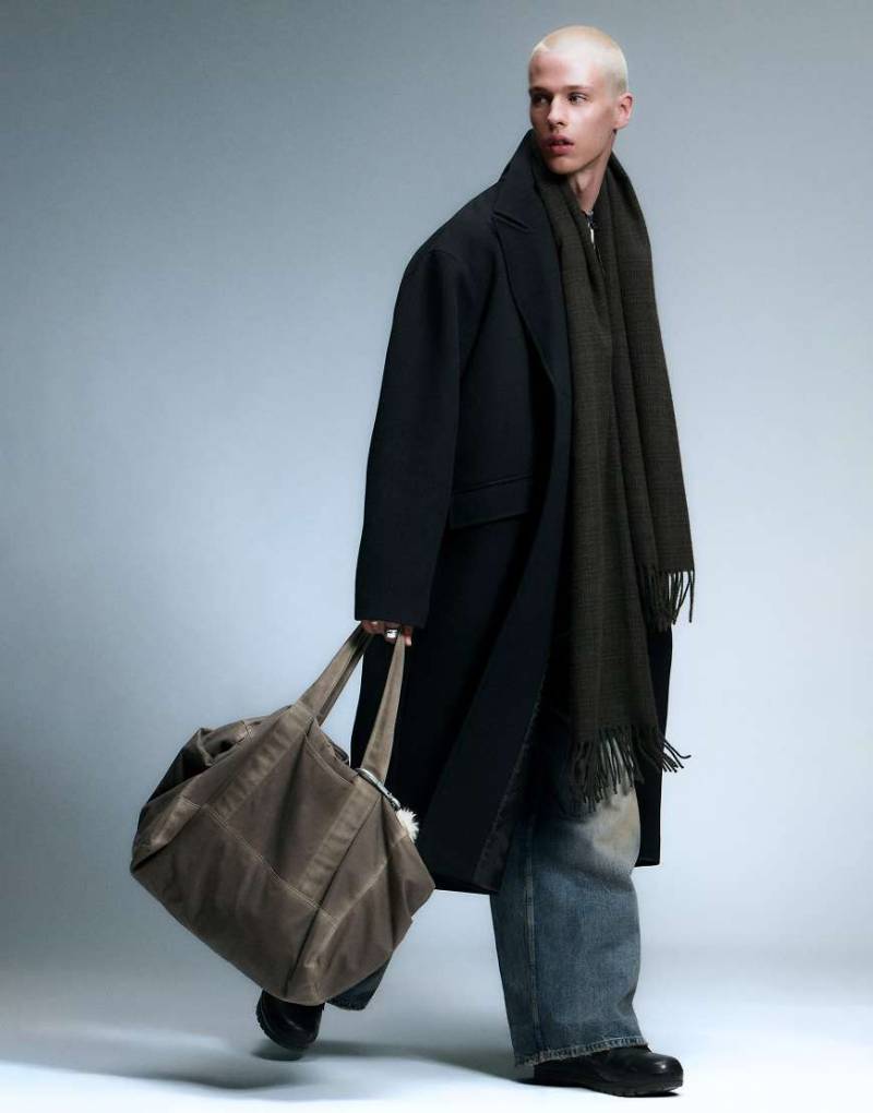 Weekday - Langer Mantel aus Wollmix in Schwarz von Weekday