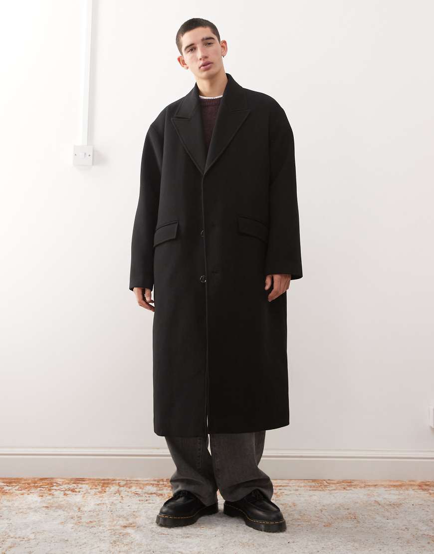 Weekday - Langer Mantel aus Wollmix in Schwarz von Weekday