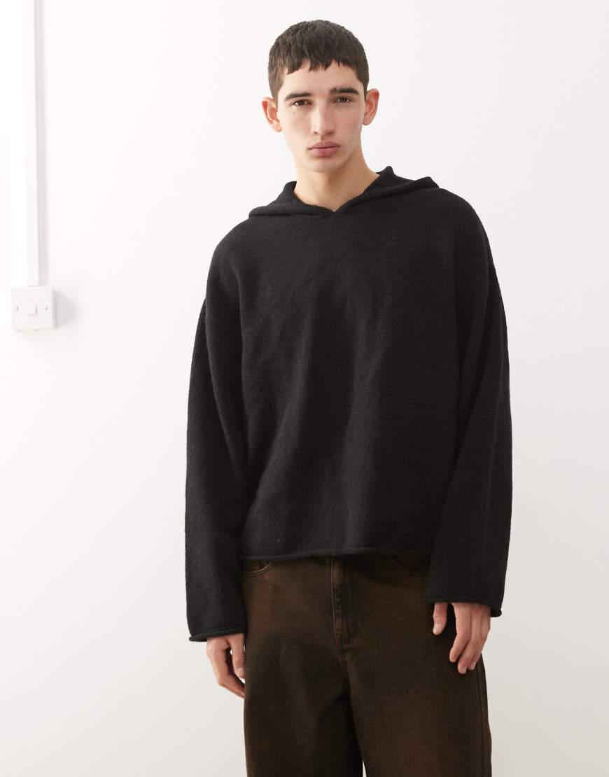 Weekday - Locker fallender Kapuzenpullover aus Wollmix in Schwarz von Weekday