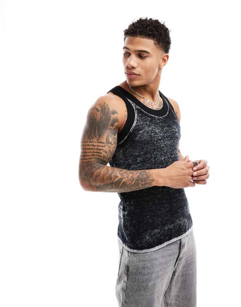 Weekday - Matheus - Gestricktes Tanktop in verwaschenem Schwarz von Weekday