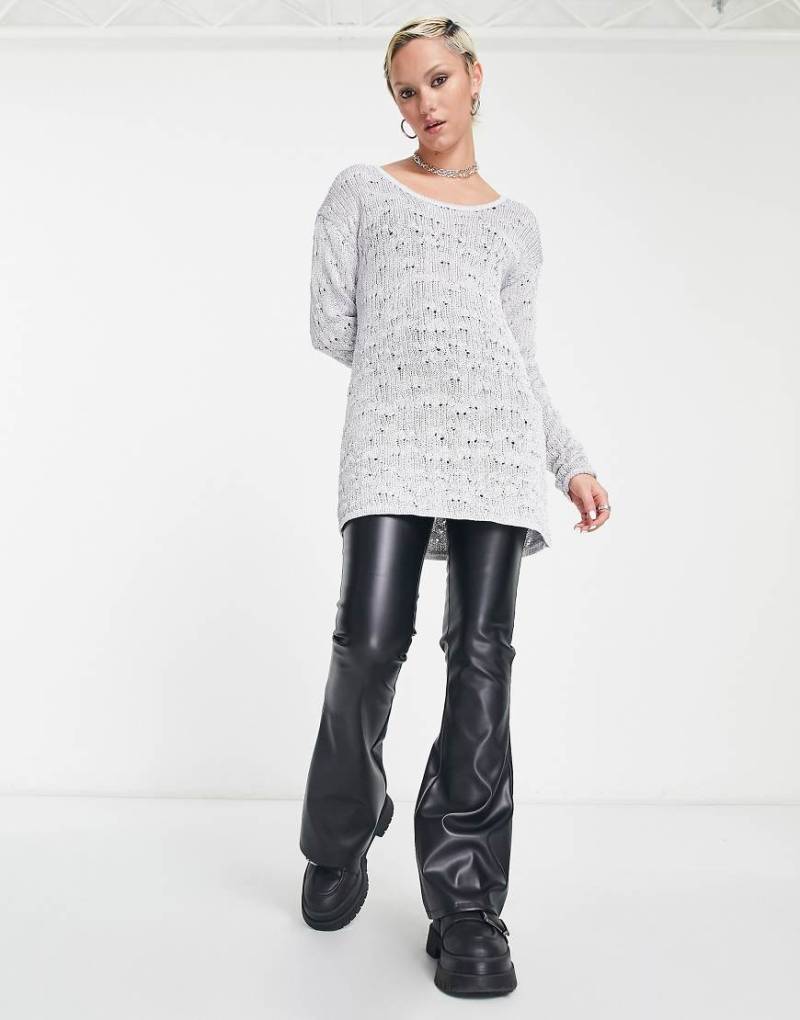 Weekday - Melany - Strukturiertes Mini-Strickkleid in Grau von Weekday