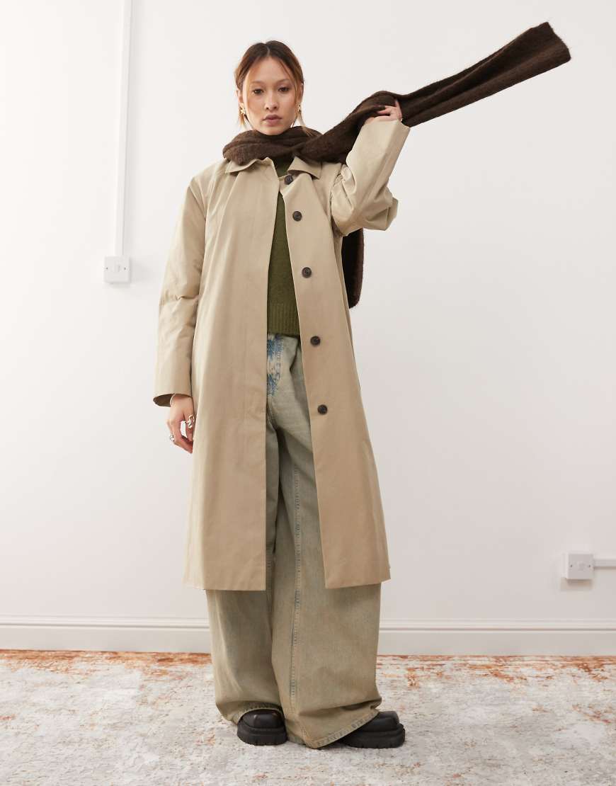 Weekday - Nara - Car-Coat in Beige mit Oversize-Schnitt-Neutral von Weekday