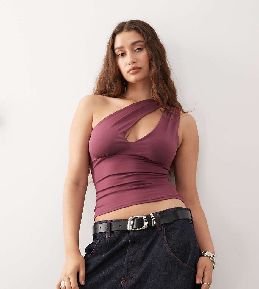 Weekday - Oberteil in Burgunderrot mit One-Shoulder-Träger und Schlitz-Detail, exklusiv bei ASOS von Weekday