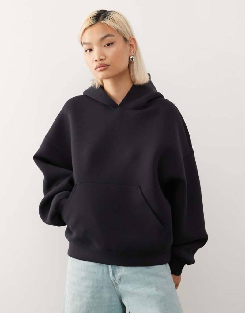 Weekday - Oversize-Kapuzenpullover aus neoprenähnlichem Material in Marineblau von Weekday