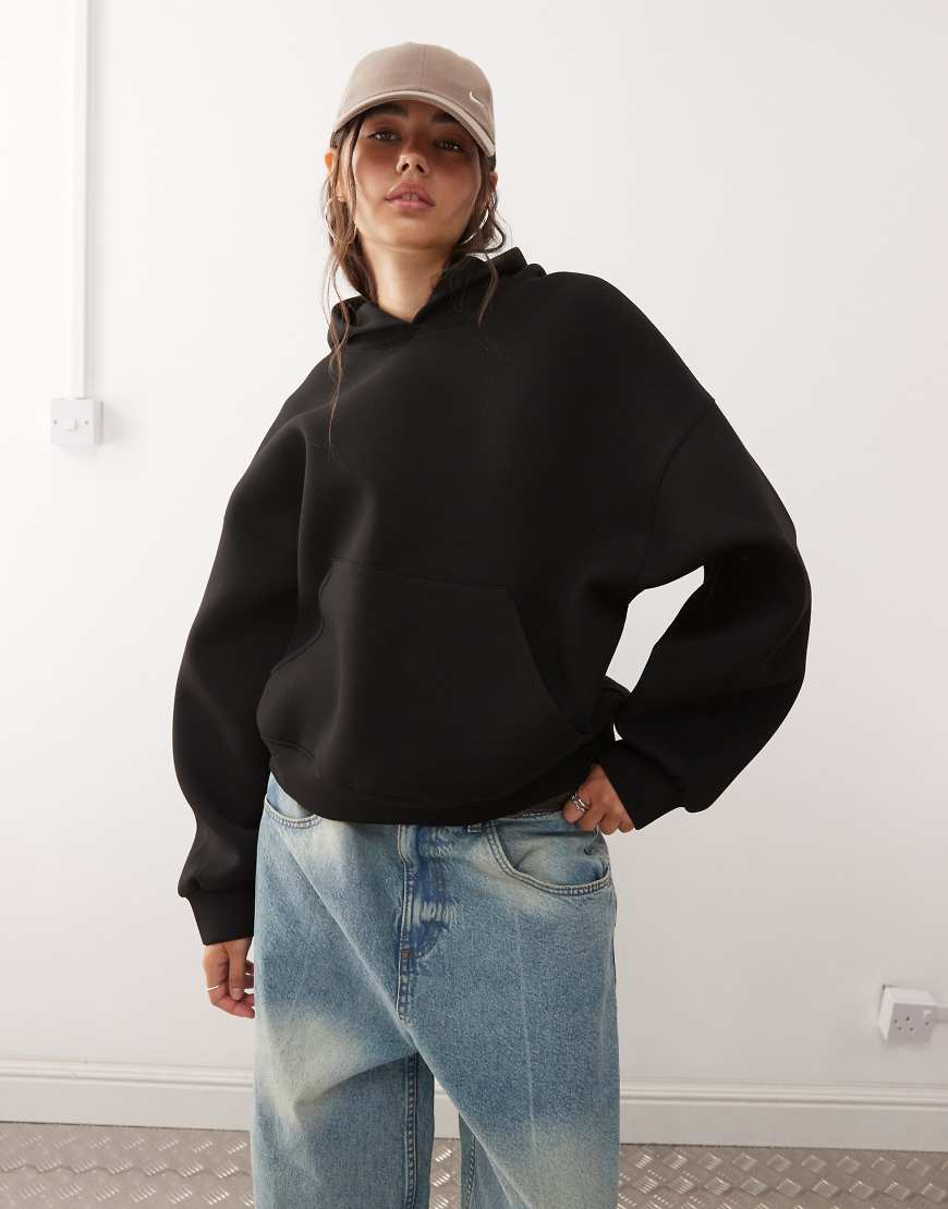 Weekday - Oversize-Kapuzenpullover aus neoprenähnlichem Material in Schwarz von Weekday