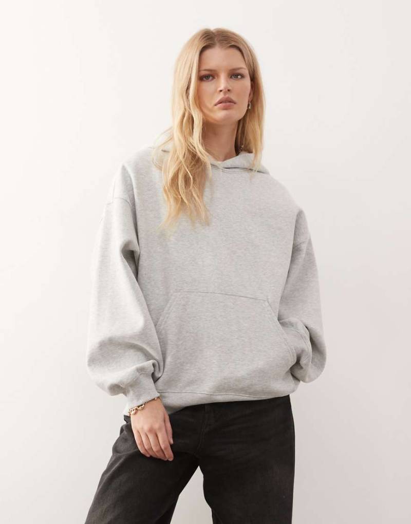 Weekday - Oversize-Kapuzenpullover aus schwerem Jersey in Grau meliert von Weekday