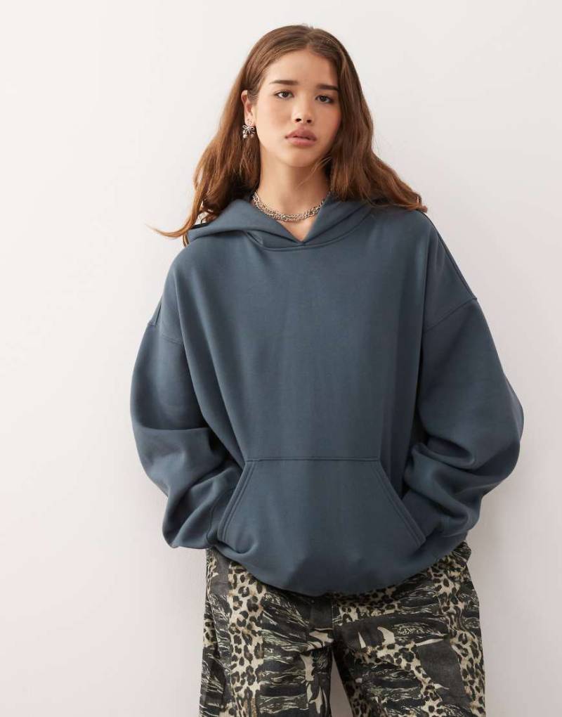 Weekday - Oversize-Kapuzenpullover aus schwerem Jersey in Petrolgrün-Blau von Weekday