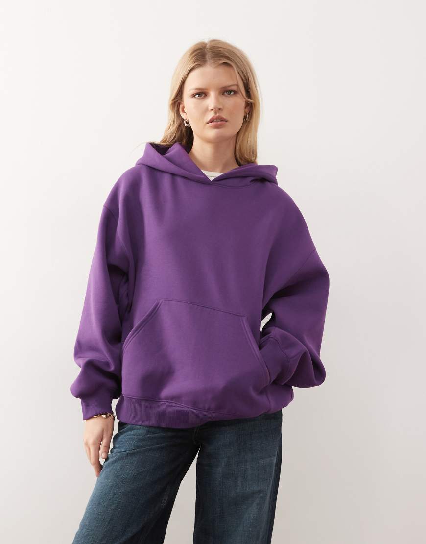 Weekday - Oversize-Kapuzenpullover aus schwerem Jersey in Traubenlila von Weekday