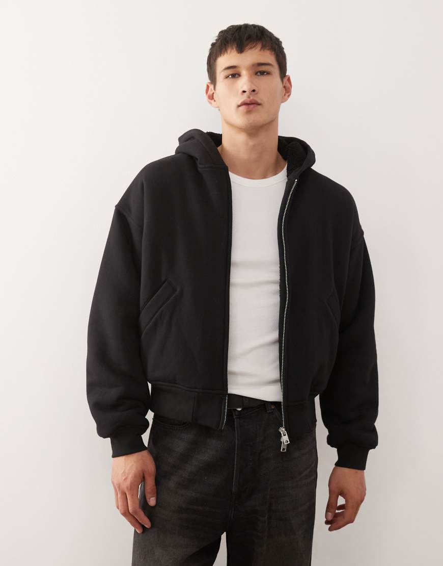 Weekday - Oversize-Kapuzenpullover in Schwarz mit Fleece-Futter von Weekday