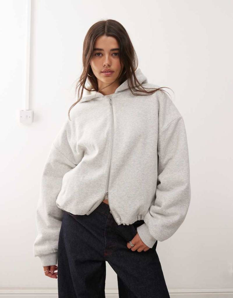 Weekday - Oversize-Kapuzenpullover in grau meliert mit Teddyfell-Futter von Weekday