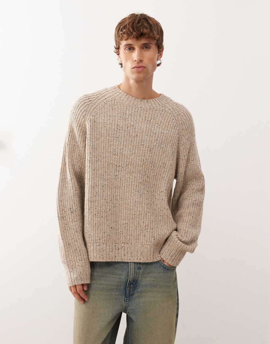 Weekday - Oversize-Pullover in Beige aus genopptem Wollmix-Neutral von Weekday