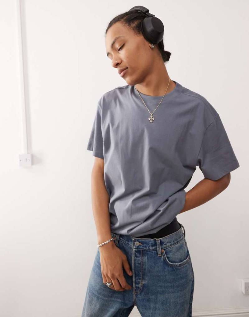 Weekday - Oversize-T-Shirt in Stahlblau von Weekday