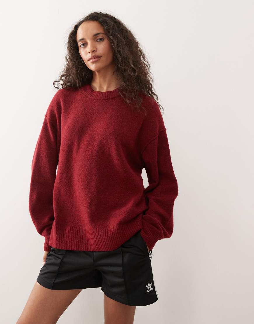 Weekday - Pullover aus Wollmix in burgunderrot meliert von Weekday