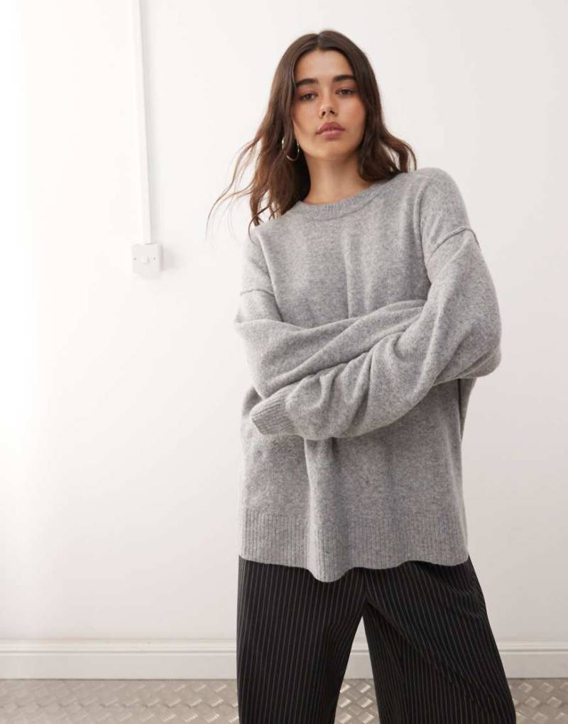 Weekday - Pullover aus Wollmix in grau meliert von Weekday