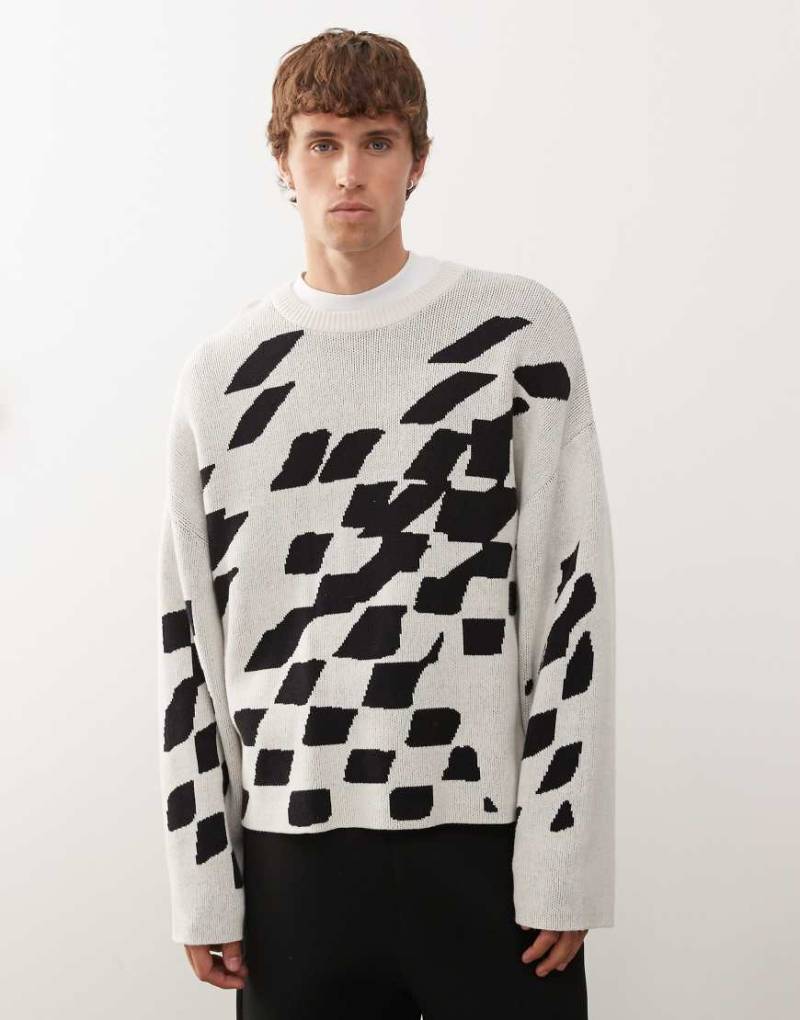 Weekday - Pullover in Wollweiß mit Print in zerbrochener Optik von Weekday