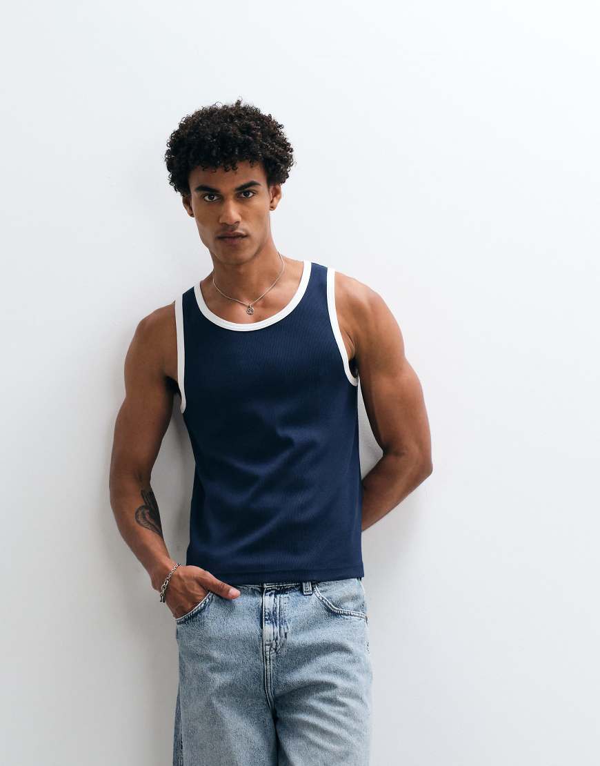 Weekday - Ringer-Trägertop in Marineblau-Navy von Weekday