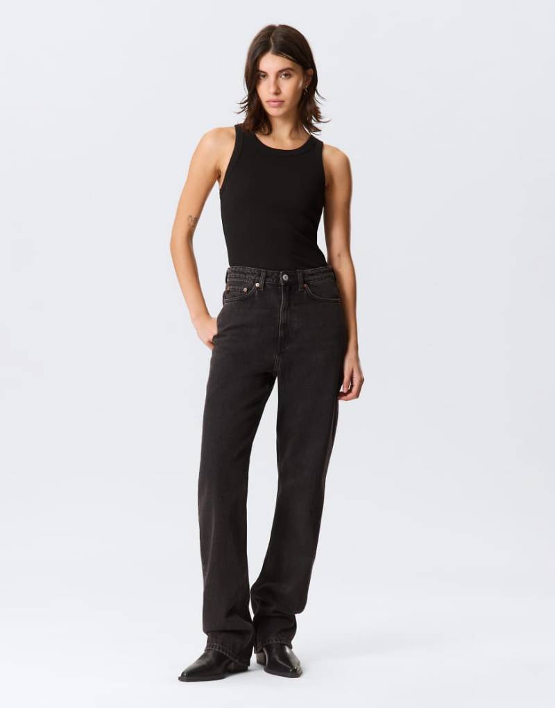 Weekday - Rowe - Jeans in Echo-Schwarz mit sehr hoher Taille und geradem, normalem Schnitt von Weekday