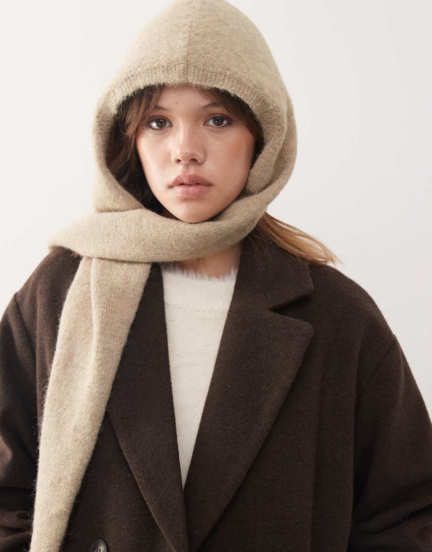 Weekday - Schal in Beige mit Kapuze-Neutral von Weekday
