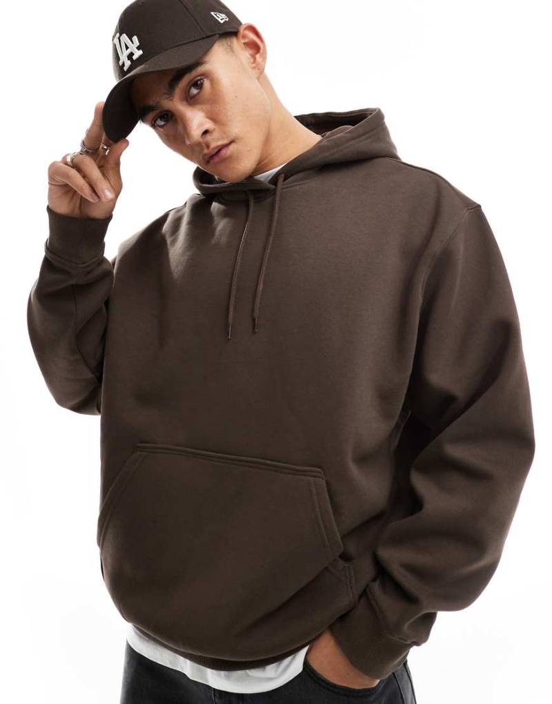 Weekday - Schwerer Jersey-Kapuzenpullover in Braun mit lockerem Schnitt von Weekday
