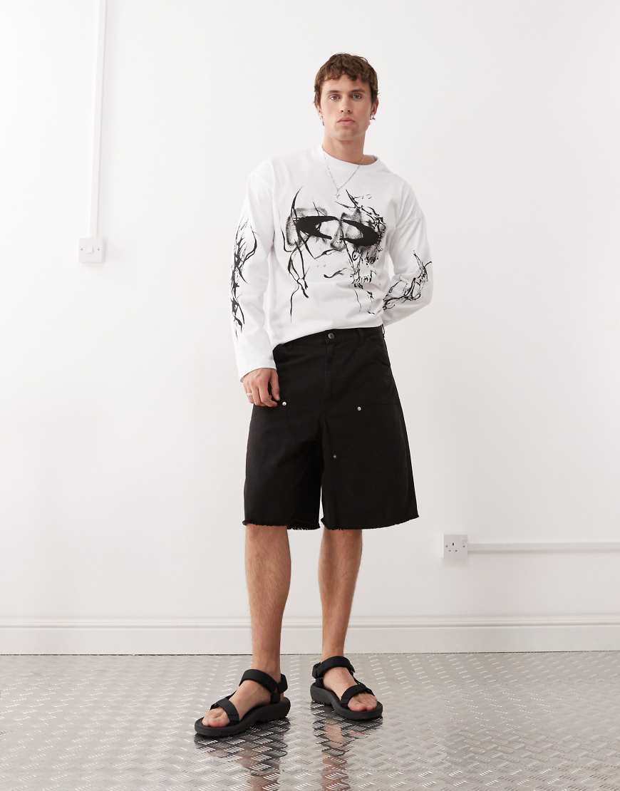Weekday - Shorts in Schwarz mit Workwear-Detail-Grün von Weekday
