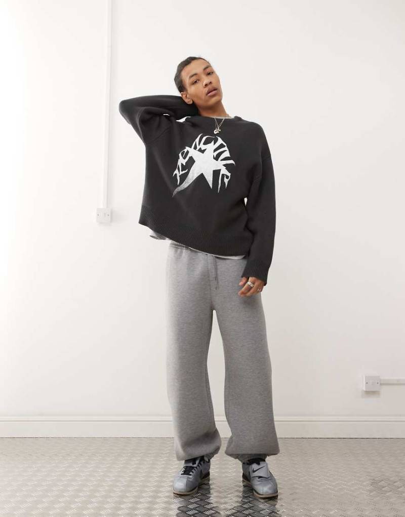 Weekday - Simon - Jogginghose in meliertem Grau aus neoprenartigem Material von Weekday