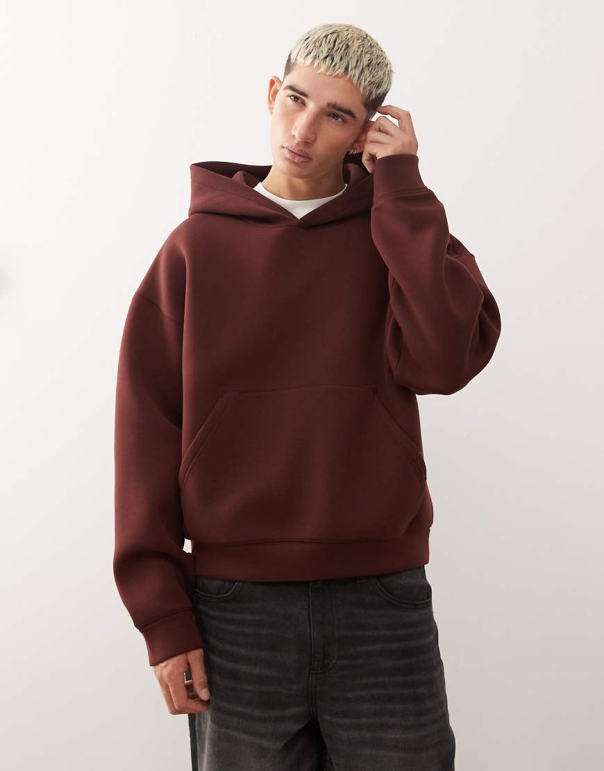 Weekday - Simon - Kapuzenpullover aus neoprenähnlichem Material in Burgunderrot Weekday - Simon - Kapuzenpullover aus neoprenähnlichem Material in Burgunderrot von Weekday