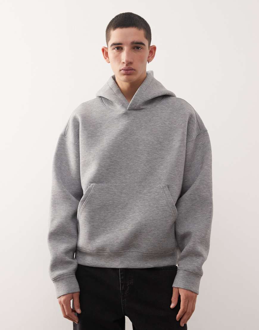 Weekday - Simon - Kapuzenpullover aus Material in Neoprenoptik in grau meliert von Weekday