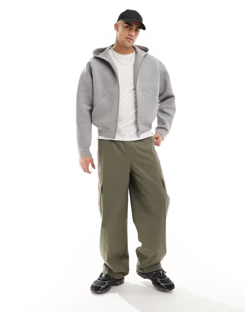 Weekday - Simon - Kapuzenjacke aus neoprenähnlichem Material in grau meliert von Weekday
