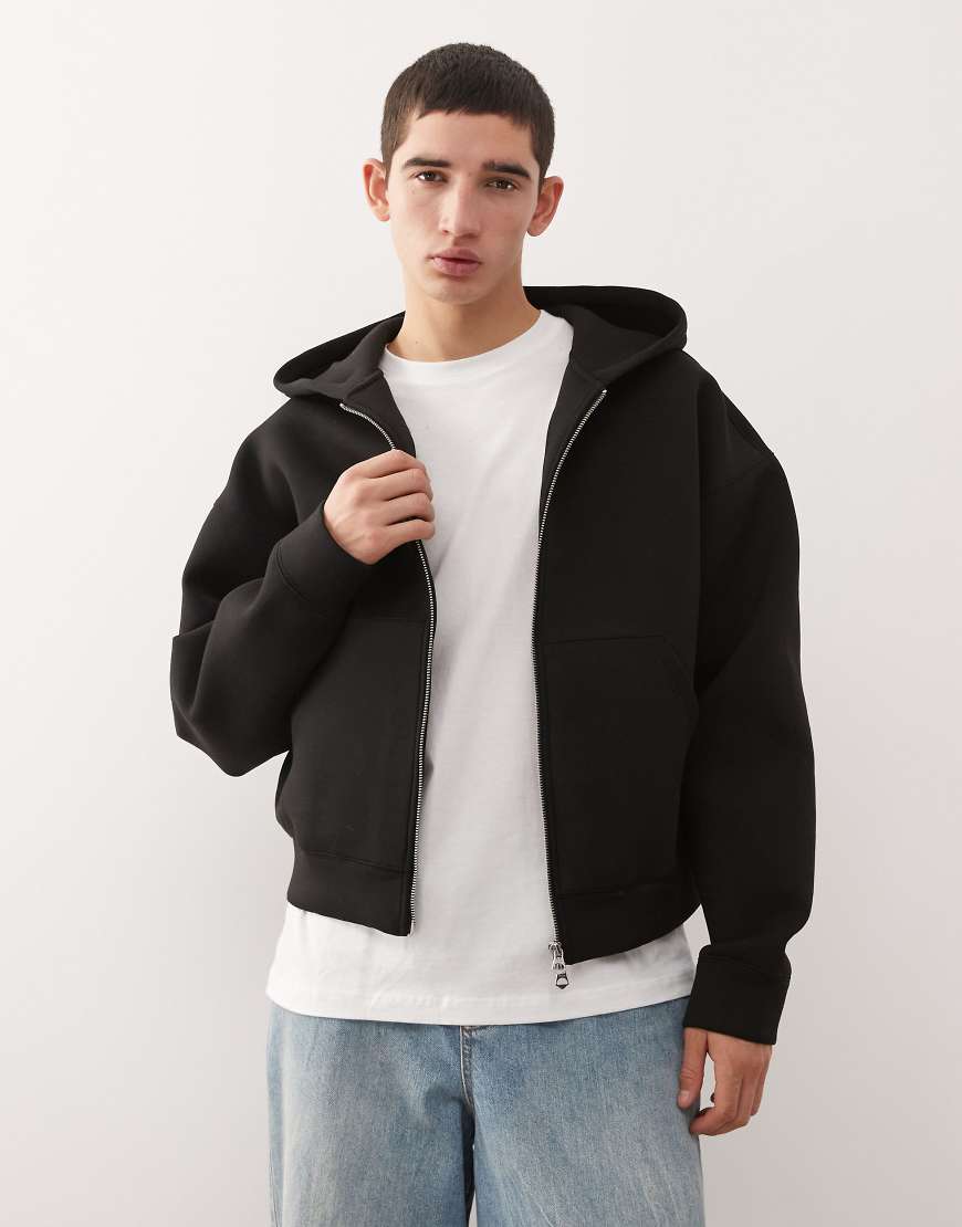 Weekday - Simon - Kapuzenjacke aus neoprenähnlichem Material in Schwarz von Weekday