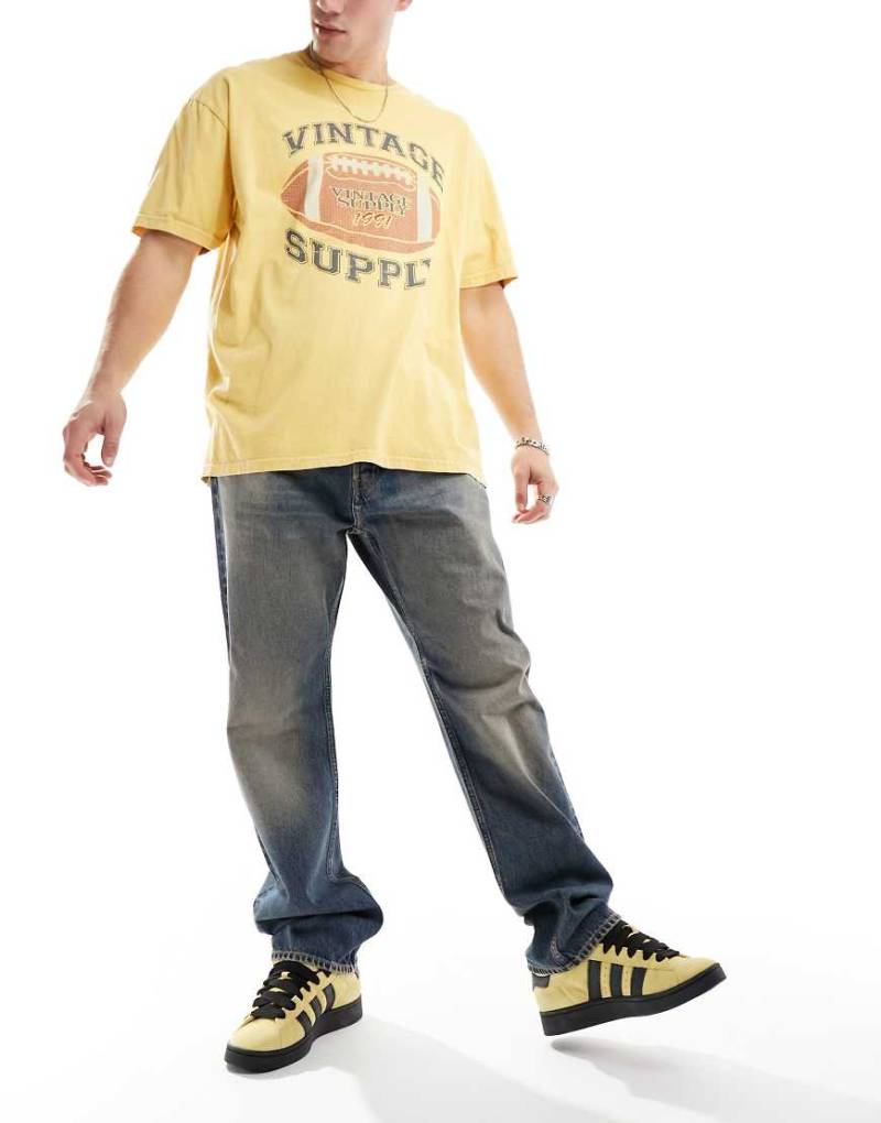 Weekday - Space - Jeans in stahlblauer Waschung mit lockerem, geradem Schnitt von Weekday