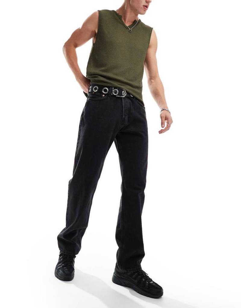 Weekday - Space - Schwarz Jeans mit weitem, geradem Beinschnitt von Weekday