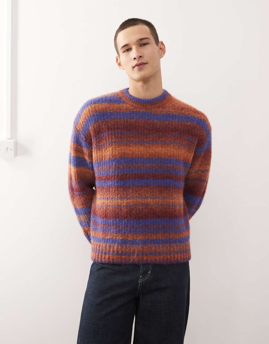 Weekday - Strickpullover mit orangefarbenen Streifen in Spacedye-Optik von Weekday